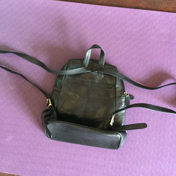 Sac à dos NOIR de marque MOUFFLON EN CUIR VÉRITABLE - Picture 2 of 2